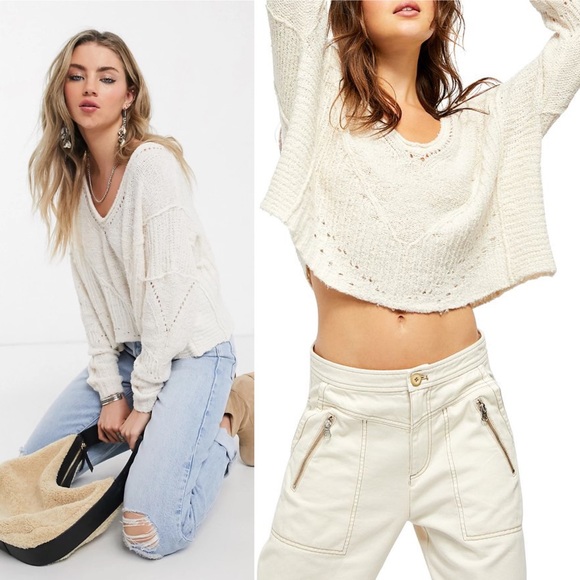 Free People Sweaters - NWT Free People Seashell Openwork Crop Jumper Sweater